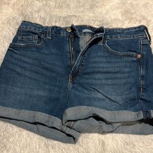 Denim Roll Hem Shorts